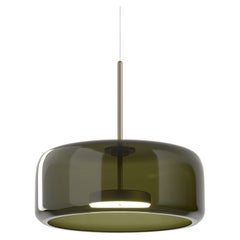Vistosi Jube Lámpara Colgante de Cristal Transparente Verde Viejo y Acabado en Acero Mate