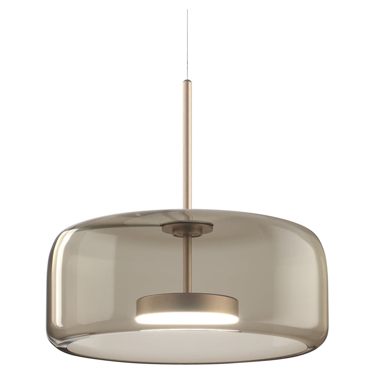 Vistosi Jube Lámpara Colgante de Cristal Transparente Ahumado y Acabado Dorado Mate