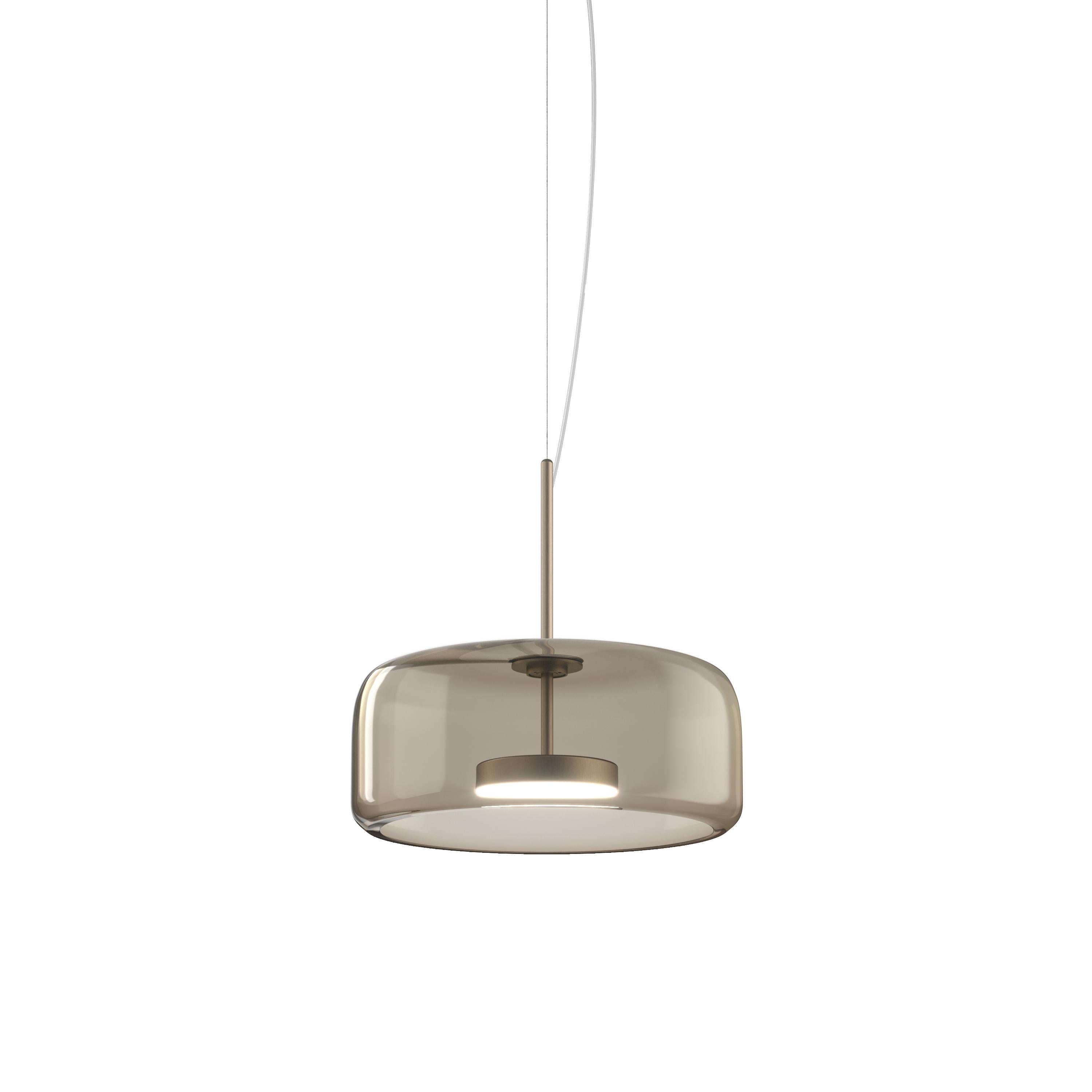 Moderne Lampe à suspension Vistosi Jube en verre transparent fumé et finition en acier mat en vente