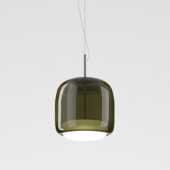 Vistosi Pendant Light in Old Green White Glass And Matt Steel Finish