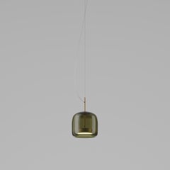 Vistosi Pendant Light in Old Green Transparent Glass And Matt Gold Finish