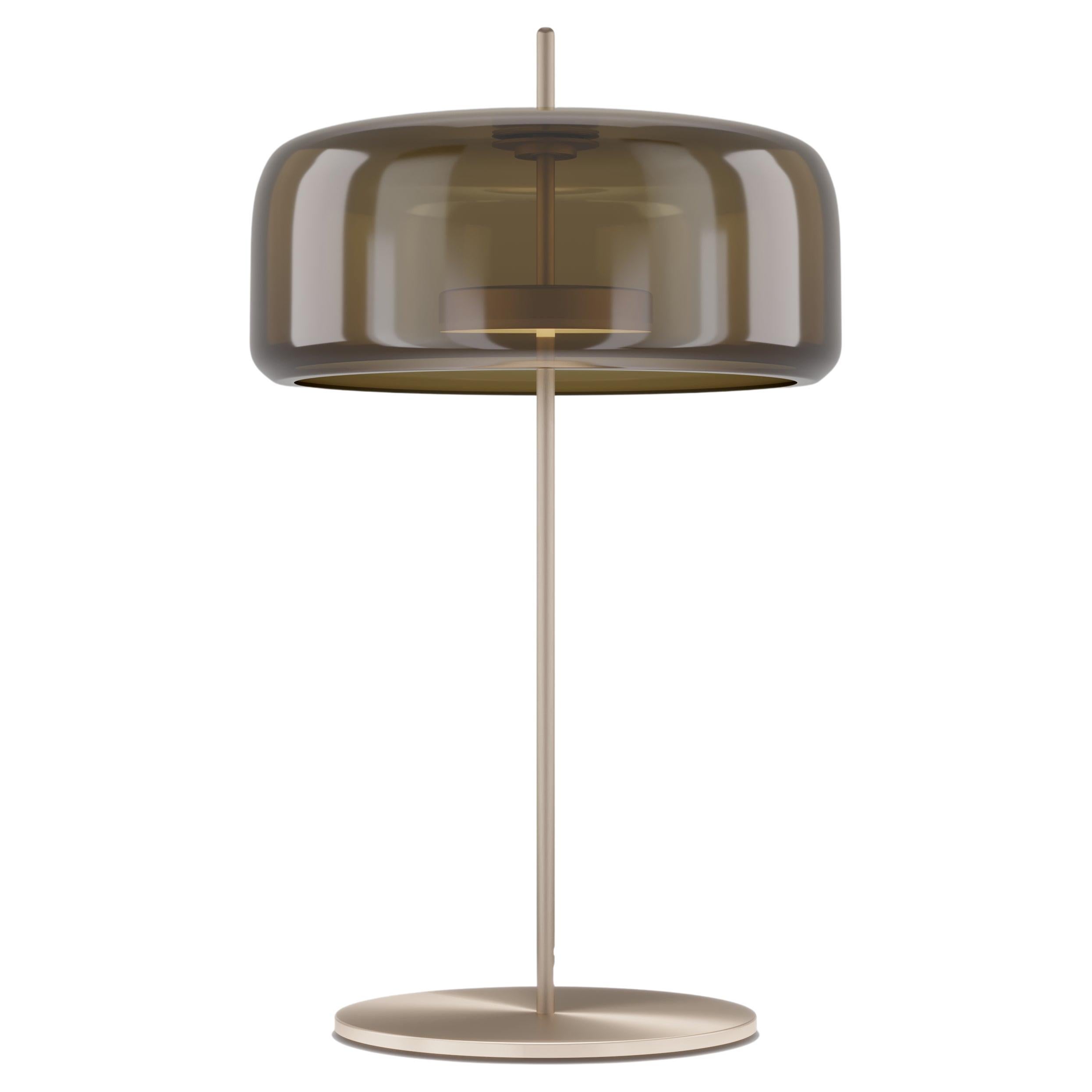 Vistosi Jube Table Lamp in Burned Earth Transparent Glass And Matt Gold Finish For Sale