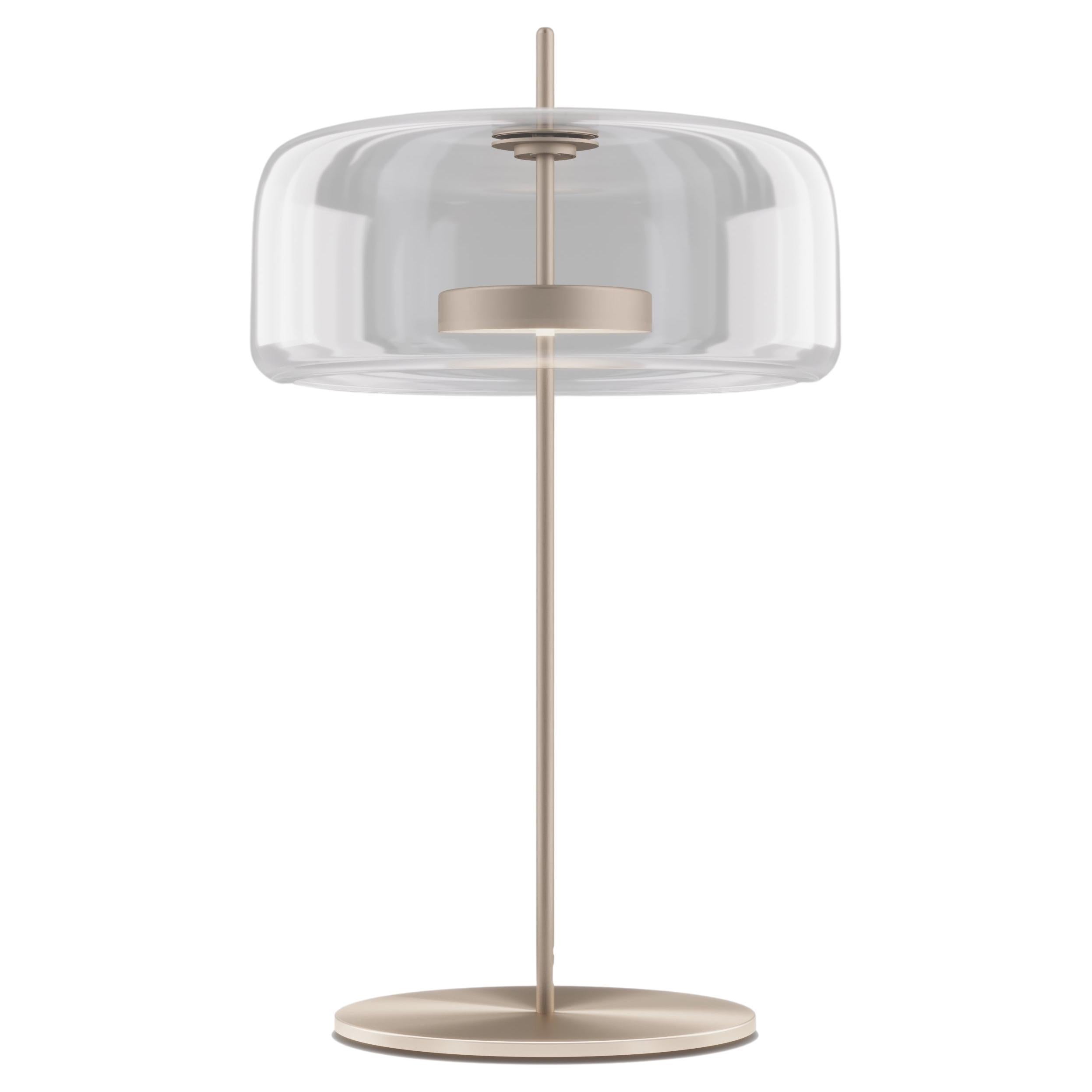 Lampada da tavolo Vistosi Jube in vetro trasparente e finitura oro opaco