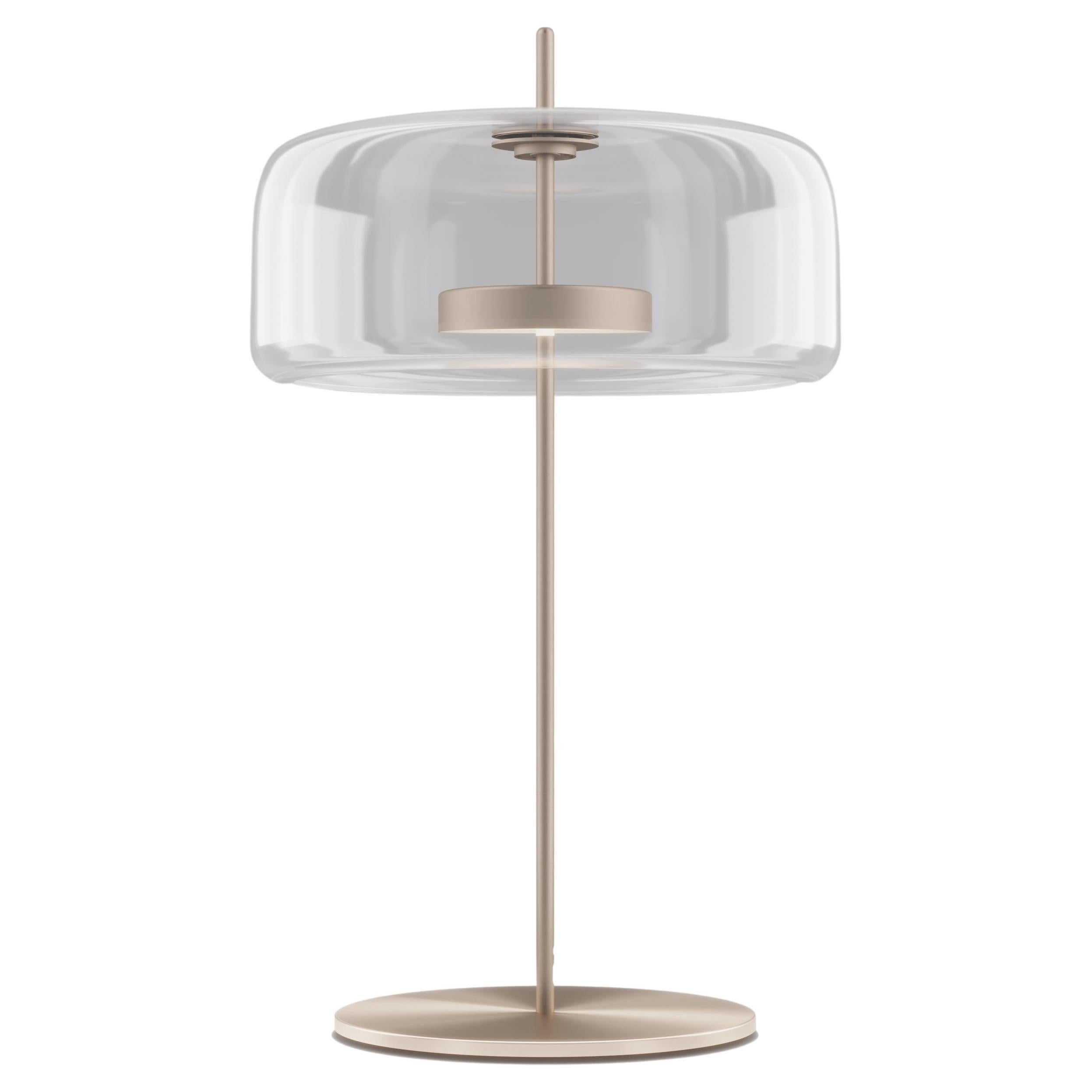 Vistosi Jube Table Lamp in Crystal Transparent Glass And Matt Gold Finish