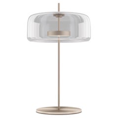 Vistosi Jube Table Lamp in Crystal Transparent Glass And Matt Gold Finish