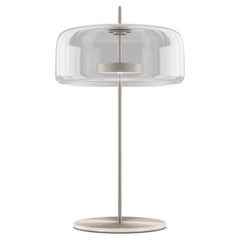 Vistosi Jube Table Lamp in Crystal Transparent Glass And Matt Steel Finish