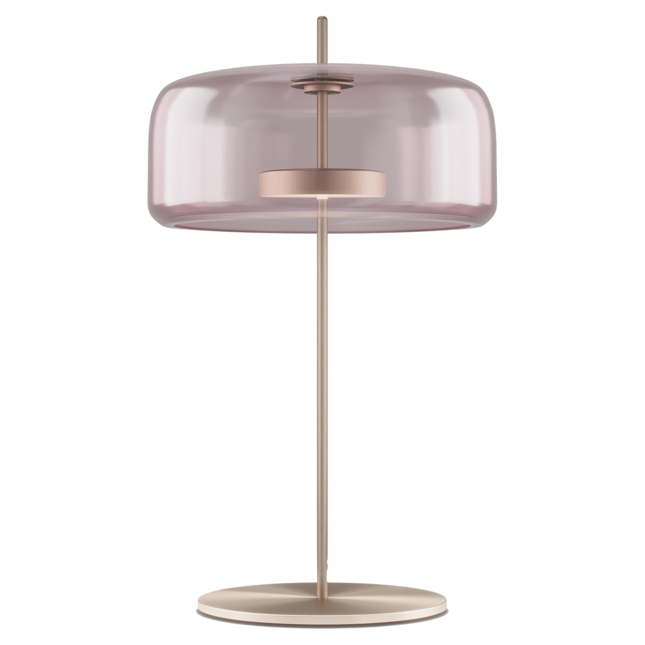 Vistosi Jube Table Lamp in Light Amethyst Transparent Glass And Matt Gold Finish For Sale