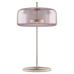 Vistosi Jube Table Lamp in Light Amethyst Transparent Glass And Matt Gold Finish