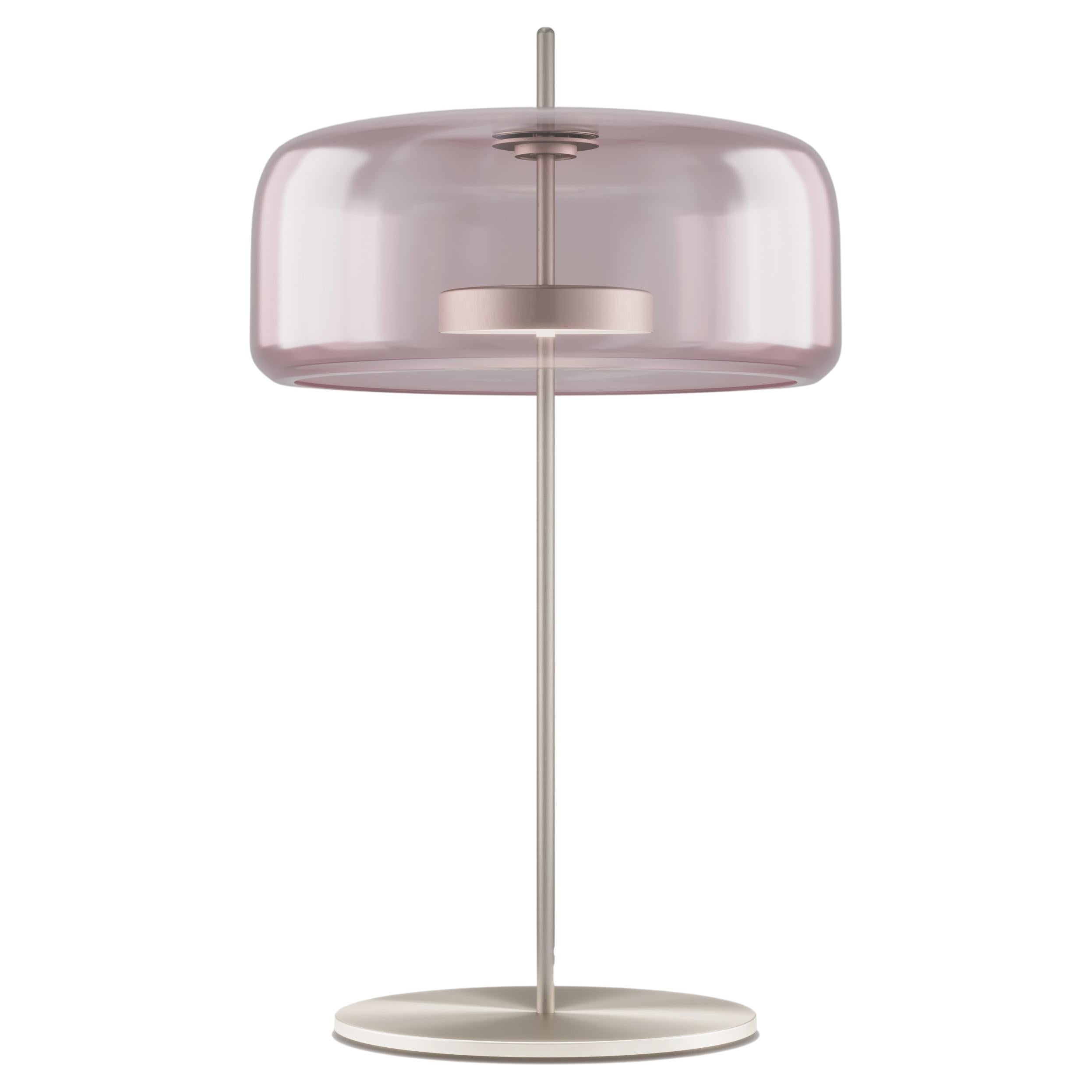 Vistosi Jube Table Lamp in Light Amethyst Transparent Glass & Matt Steel Finish For Sale