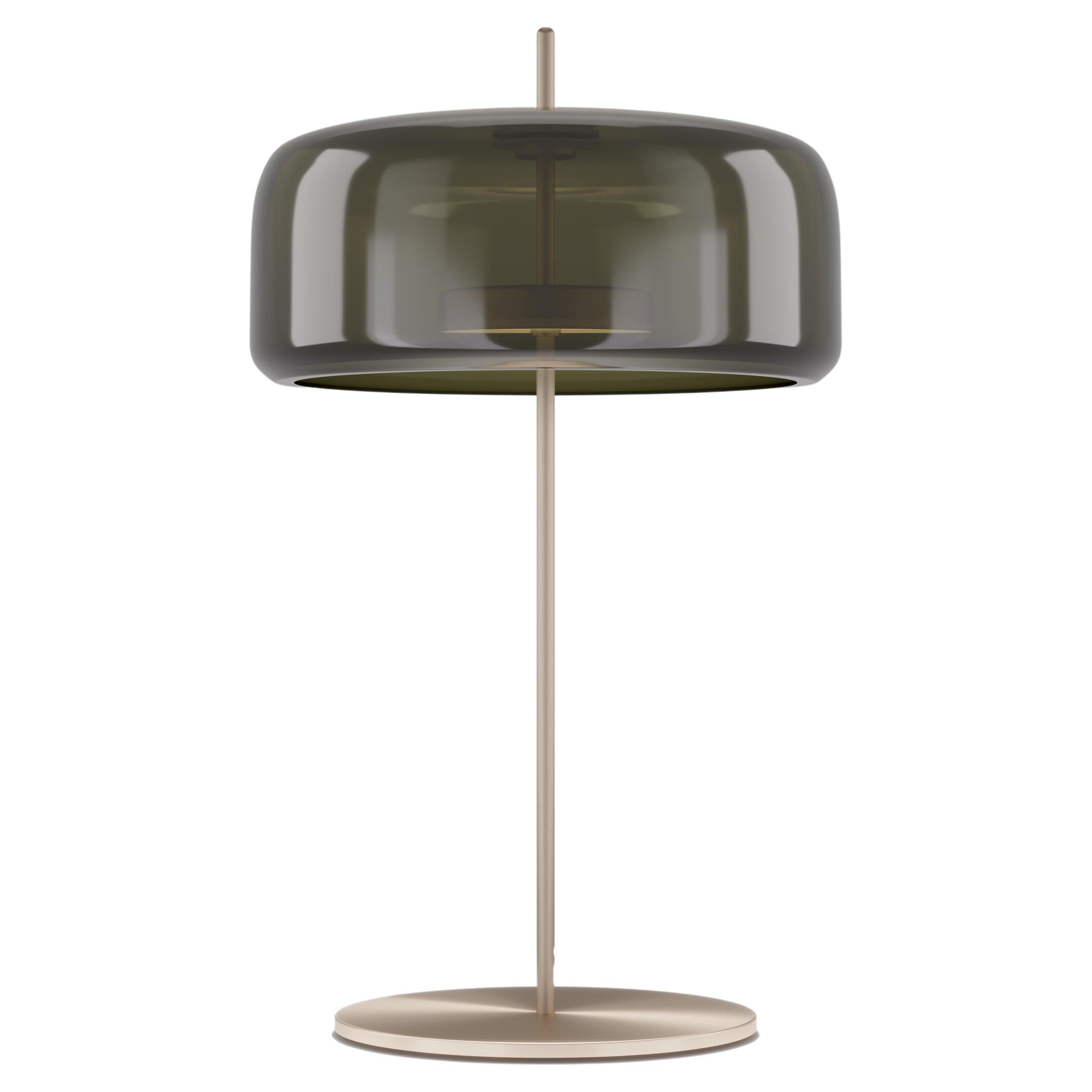 Vistosi Jube Table Lamp G in Old Green Transparent with Matt Gold Finish