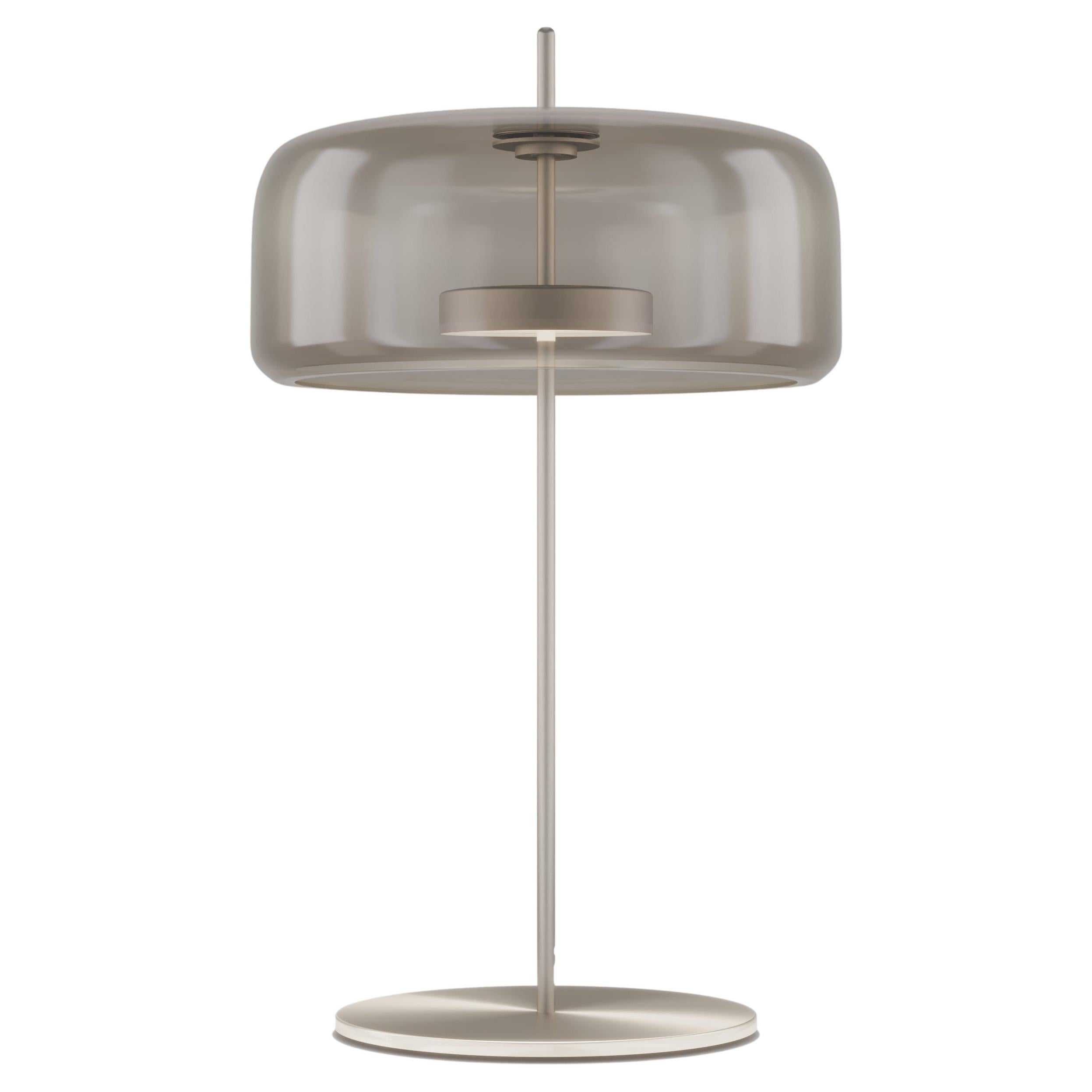 Vistosi Jube Table Lamp in Smoky Transparent Glass And Matt Steel Finish For Sale