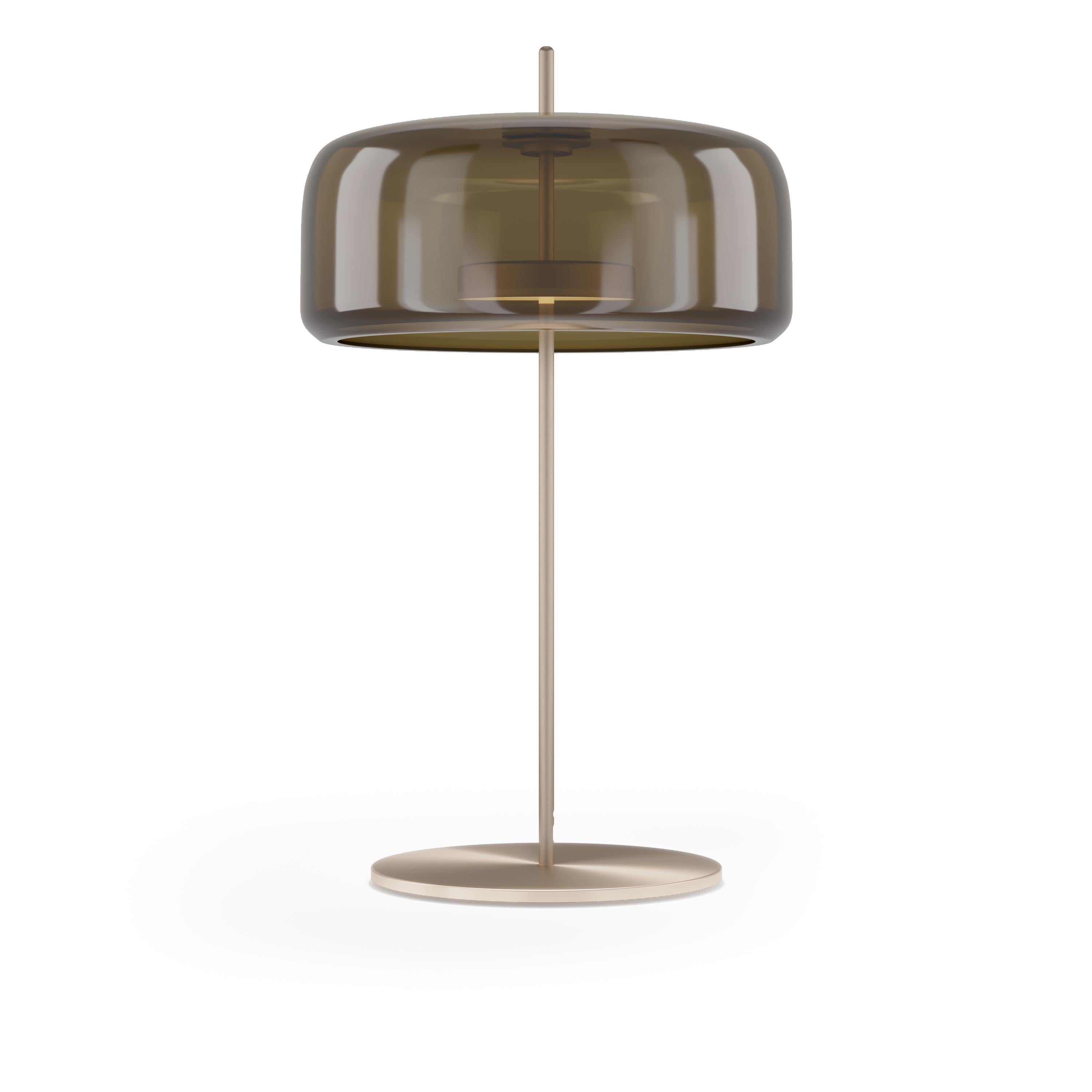 Modern Vistosi Jube Table Lamp in Burned Earth Transparent Glass And Matt Gold Finish For Sale