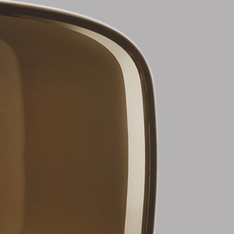 Vistosi Jube Tischleuchte aus gebranntem erdtransparentem Glas und mattgoldener Oberfläche (Italienisch) im Angebot