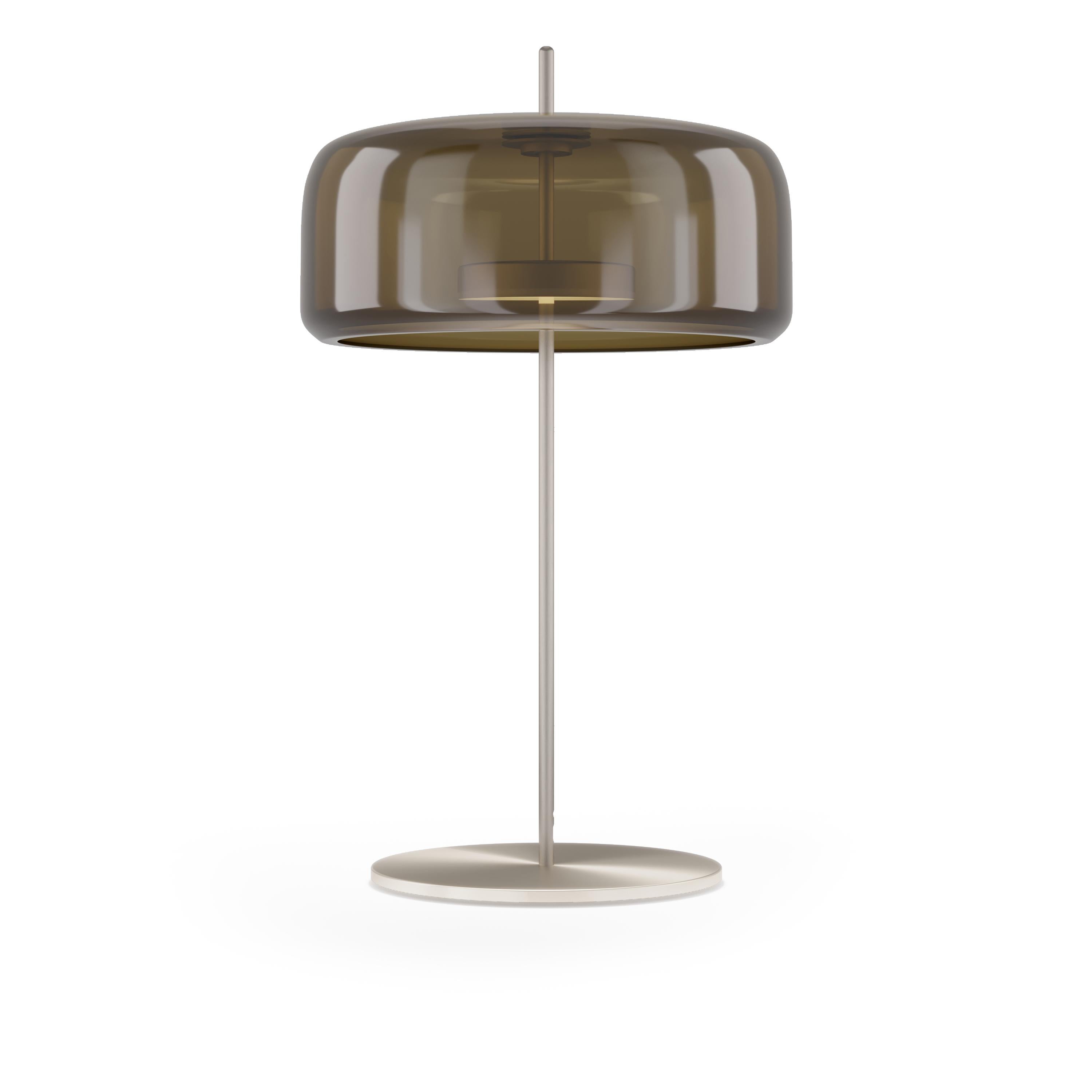 Moderne Lampe de bureau Vistosi Jube en verre transparent terre brûlé et finition en acier mat en vente