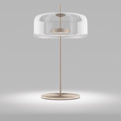 Vistosi Jube Table Lamp in Crystal Transparent Glass And Matt Gold Finish