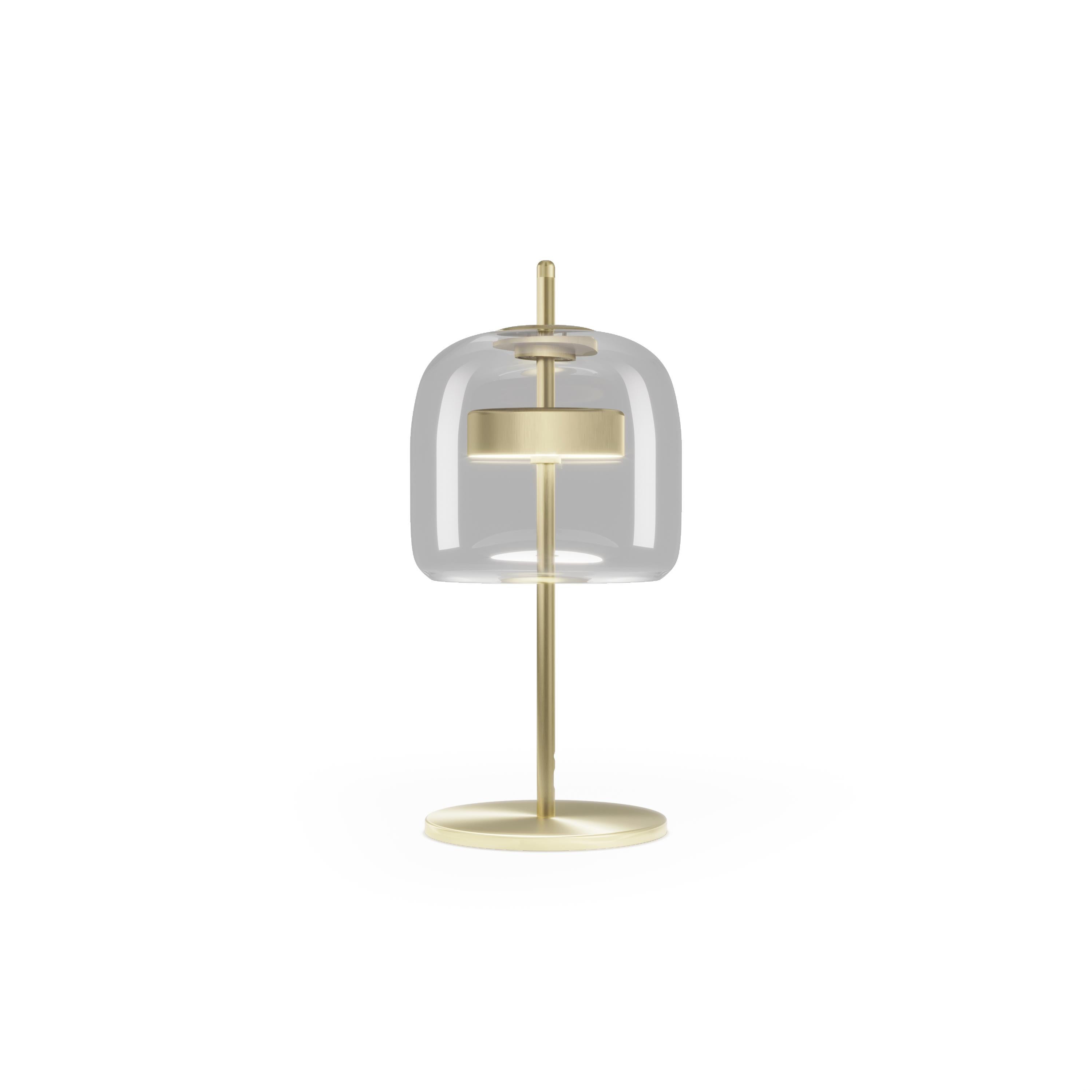 Modern Vistosi Jube Table Lamp in Crystal Transparent Glass And Matt Gold Finish For Sale