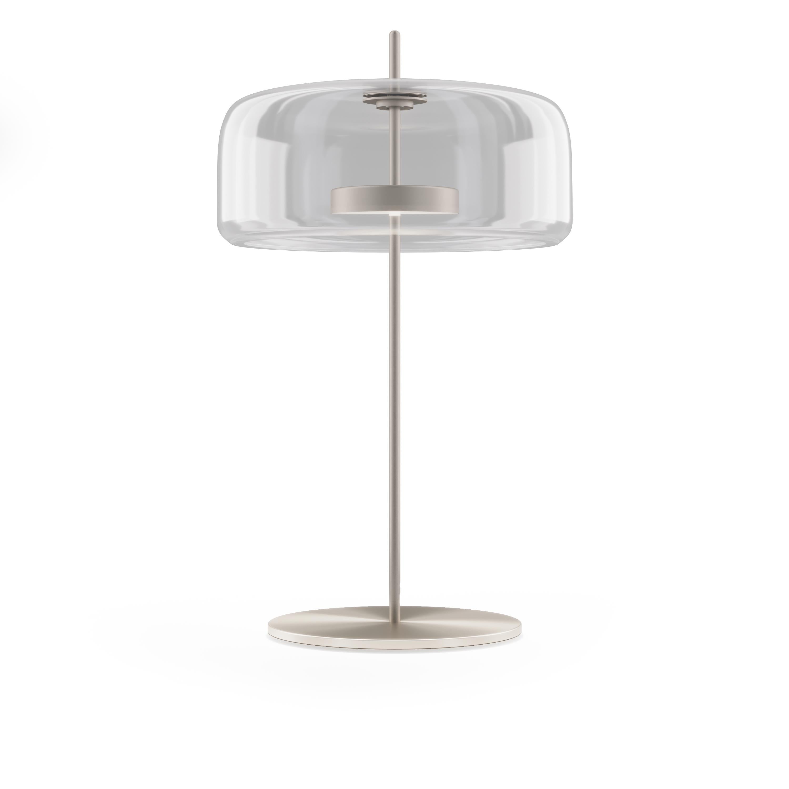 Moderne Lampe de bureau Vistosi Jube en verre transparent et finition en acier mat en vente