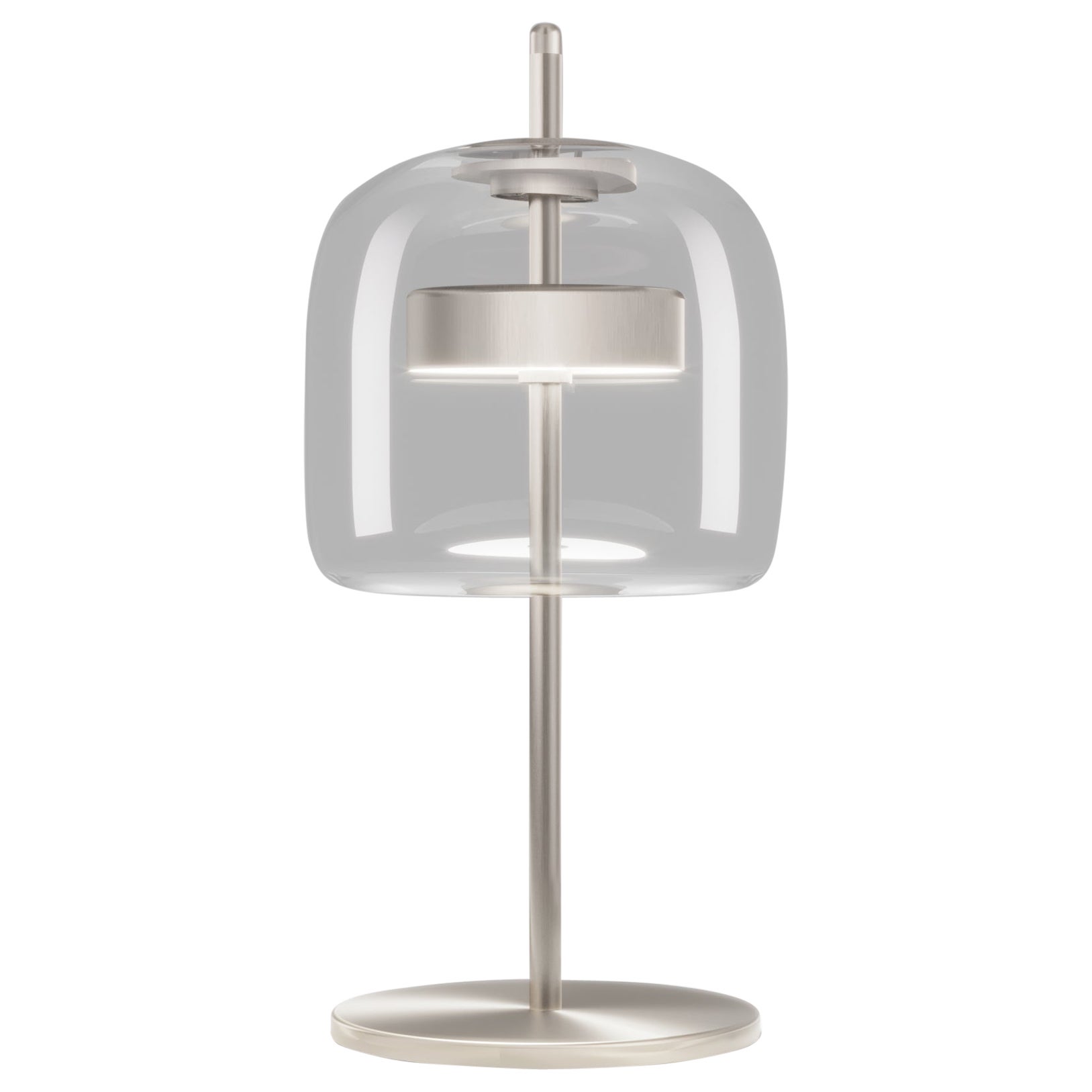 Lampe de bureau Vistosi Jube en verre transparent et finition en acier mat