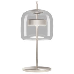 Lampe de bureau Vistosi Jube en verre transparent et finition en acier mat