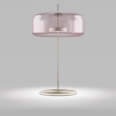 Vistosi Jube Table Lamp in Light Amethyst Transparent Glass & Matt Steel Finish
