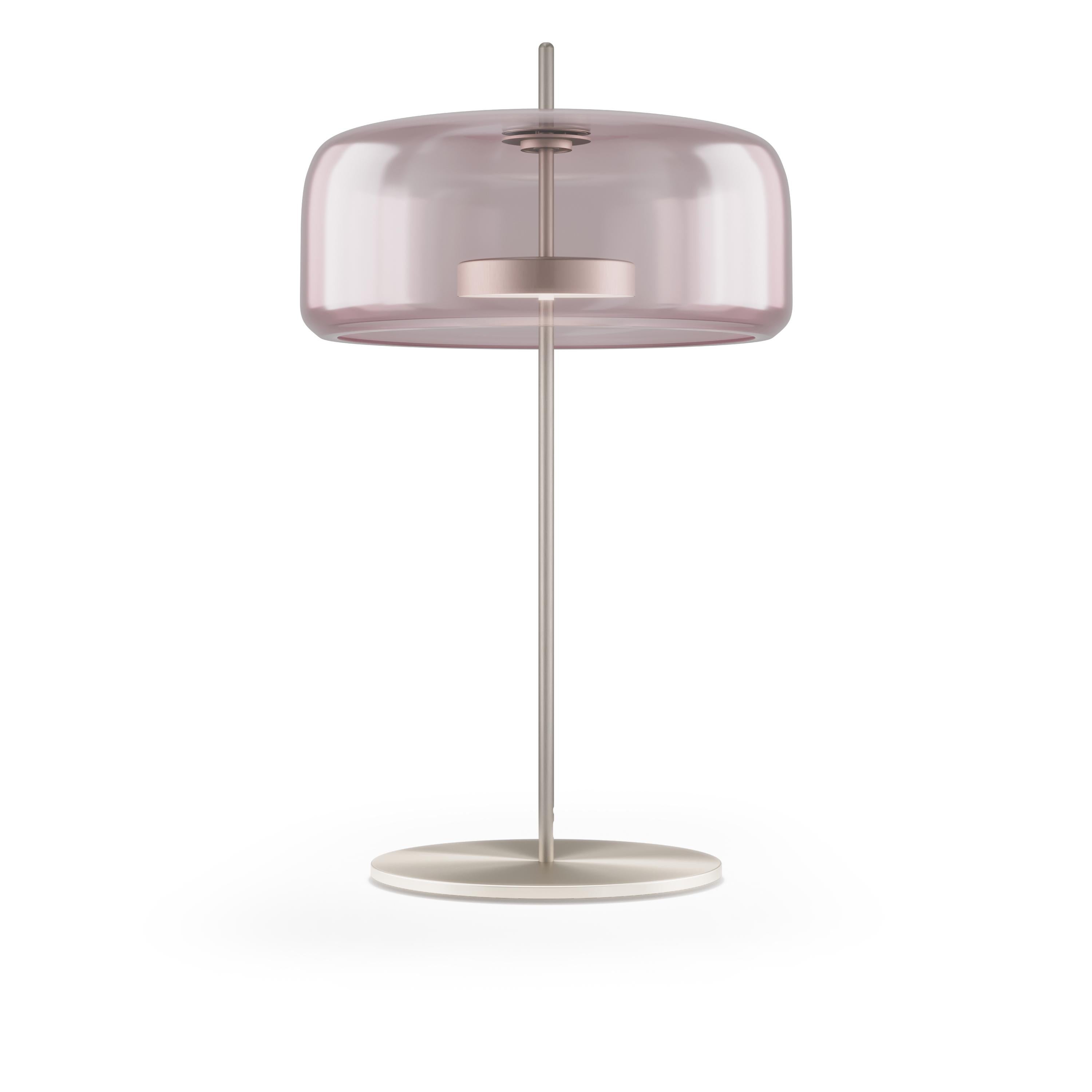Modern Vistosi Jube Table Lamp in Light Amethyst Transparent Glass & Matt Steel Finish For Sale