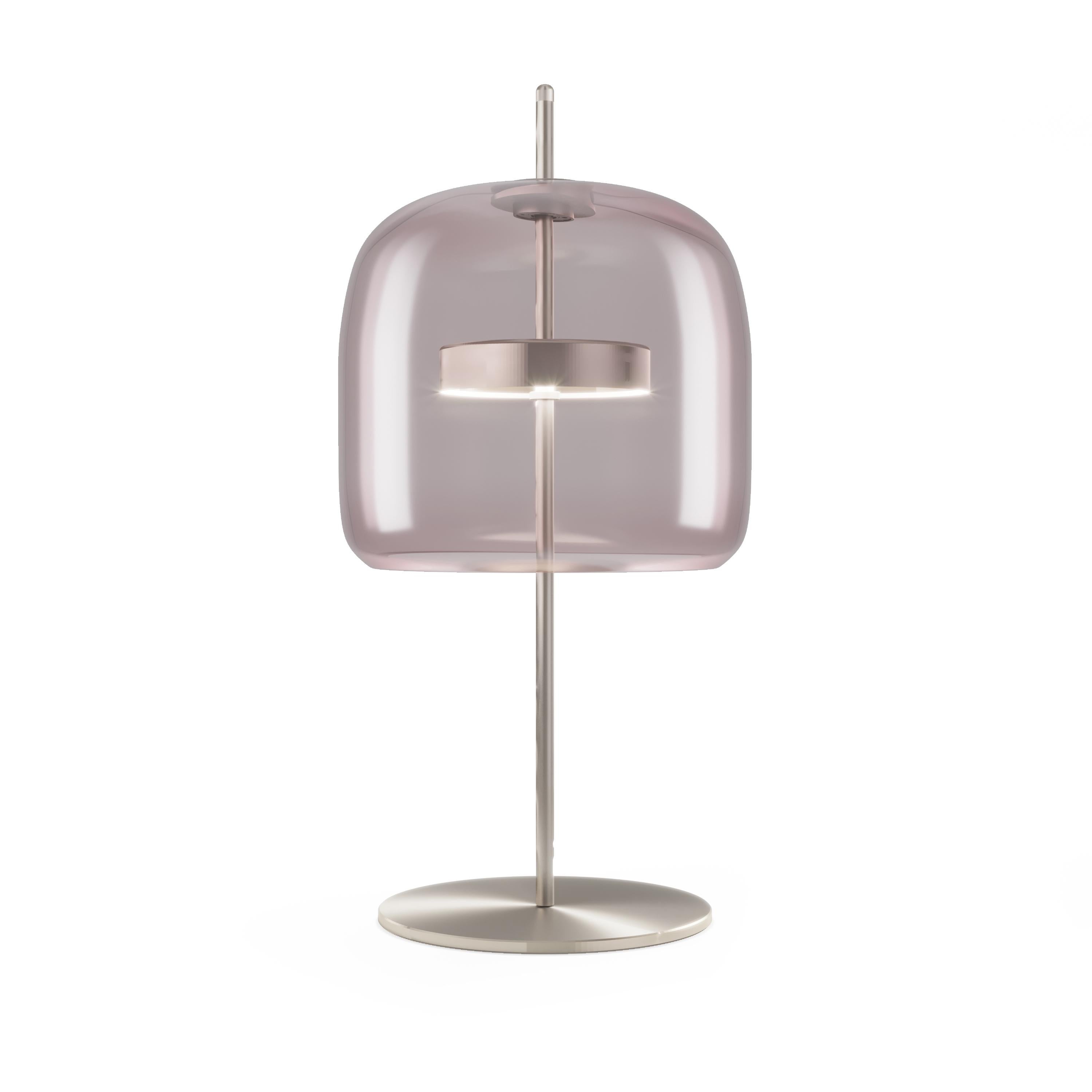 Vistosi-Krüge-Tischlampe aus hellem Amethystglas und mattem Stahlausführung (Moderne) im Angebot