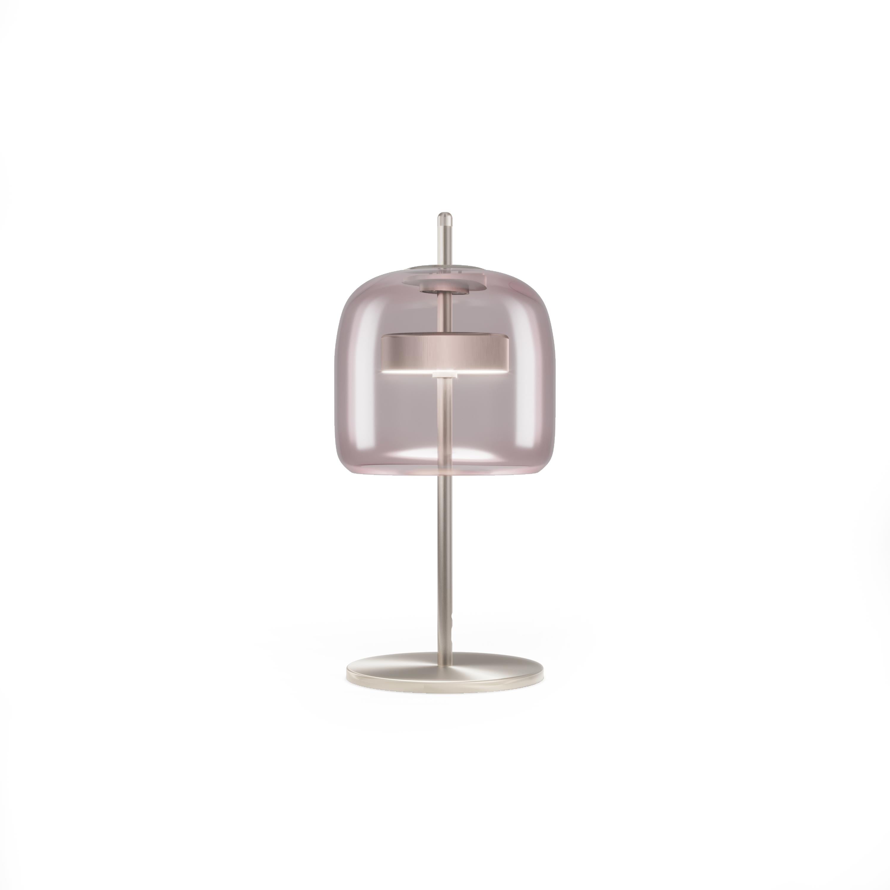 Modern Vistosi Jube Table Lamp in Light Amethyst Transparent Glass & Matt Steel Finish For Sale