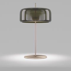 Vistosi Jube Table Lamp in Old Green Transparent Glass And Matt Gold Finish