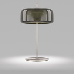 Vistosi Jube Table Lamp in Old Green Transparent Glass And Matt Steel Finish