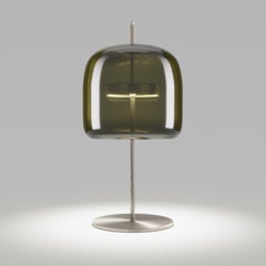Vistosi Jube Table Lamp in Old Green Transparent Glass And Matt Steel Finish