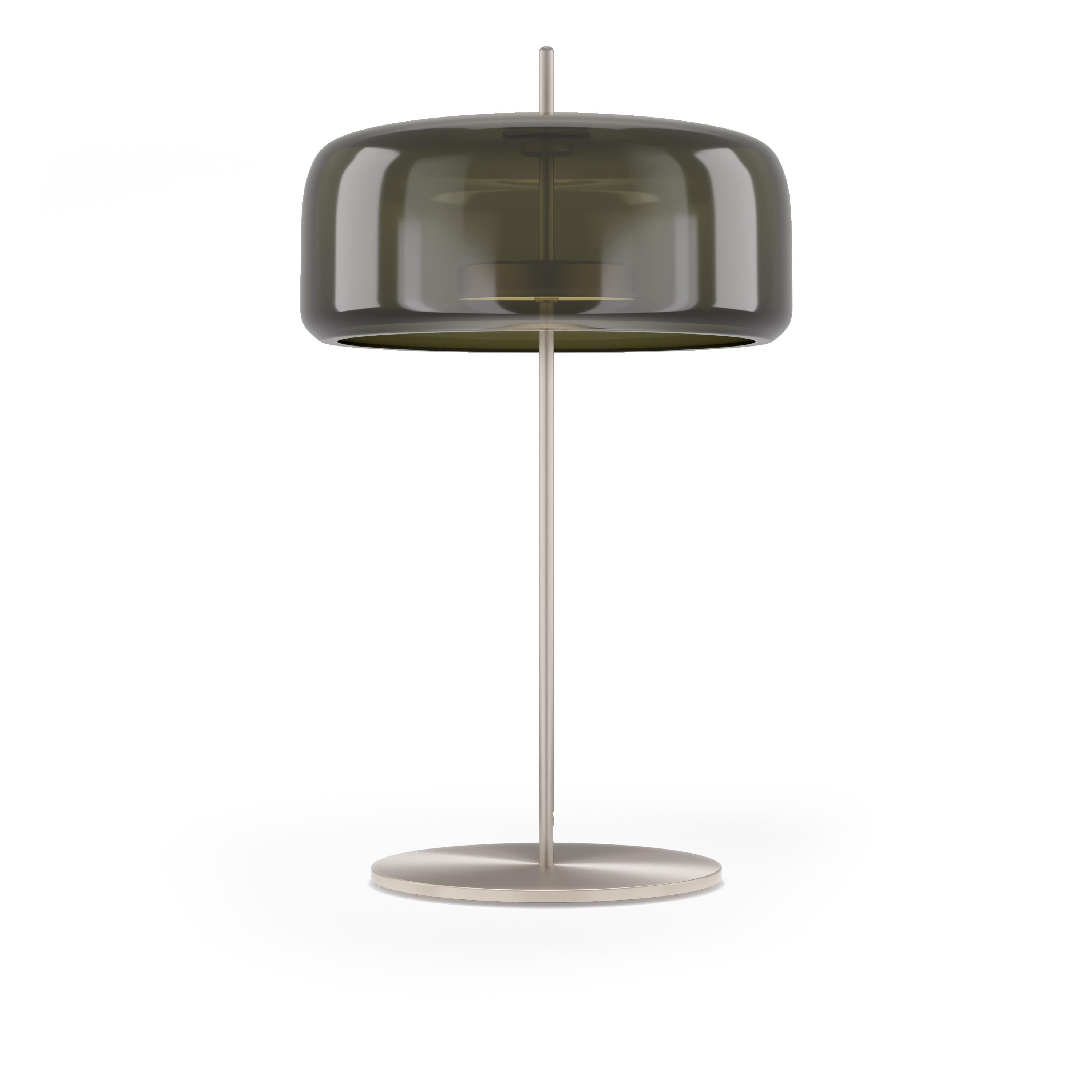 Modern Vistosi Jube Table Lamp in Old Green Transparent Glass And Matt Steel Finish For Sale
