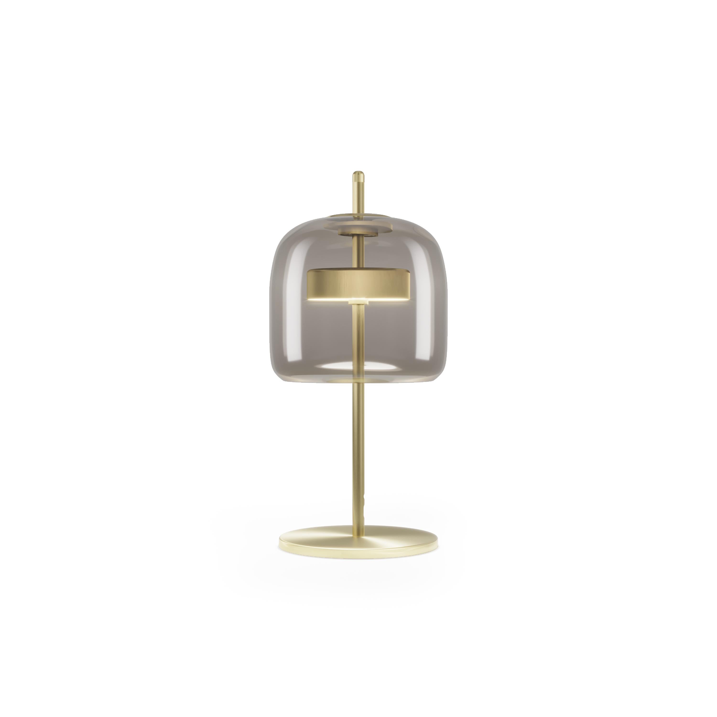 Moderne Lampe de bureau Vistosi Jube en verre transparent fumé et finition dorée mate en vente