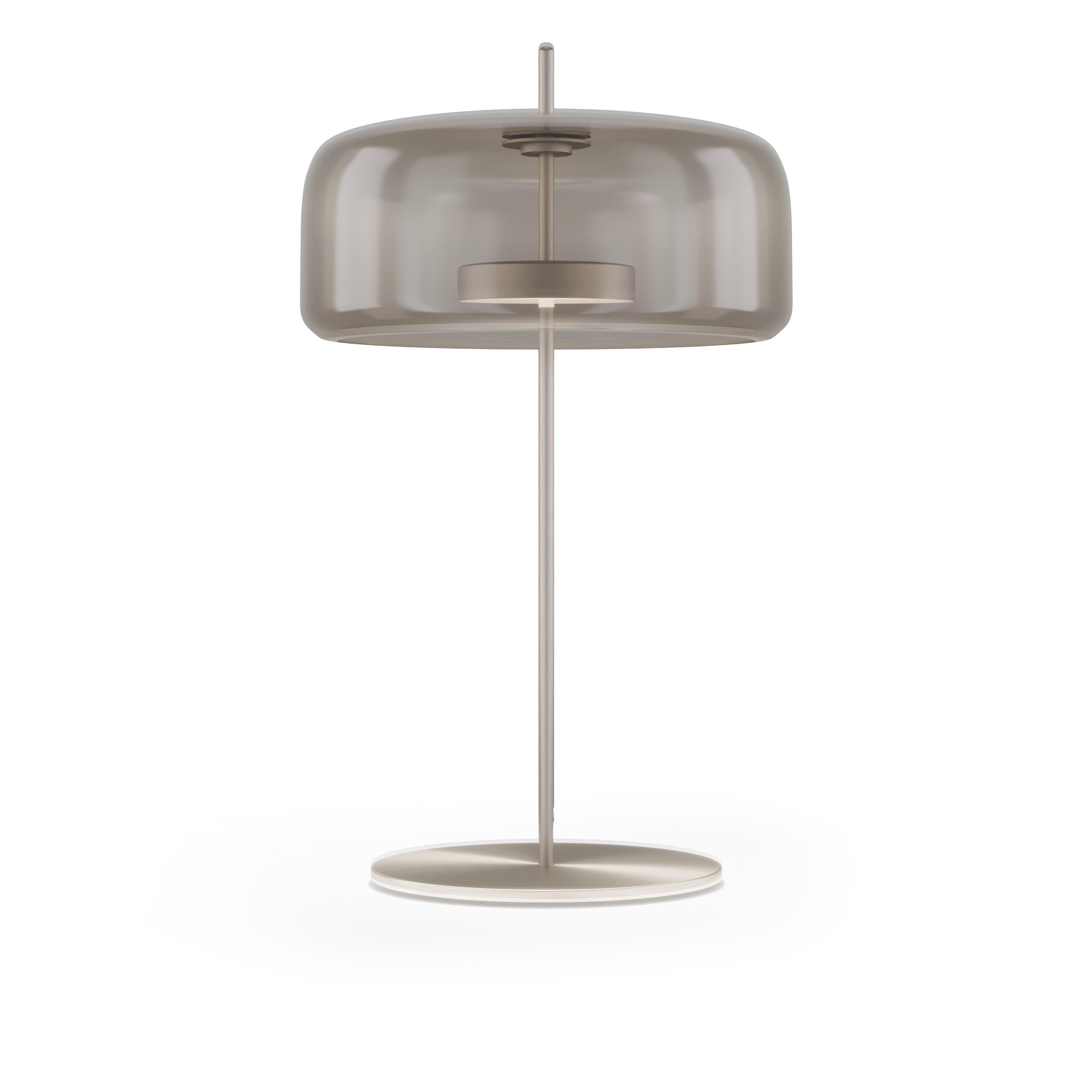 Modern Vistosi Jube Table Lamp in Smoky Transparent Glass And Matt Steel Finish For Sale