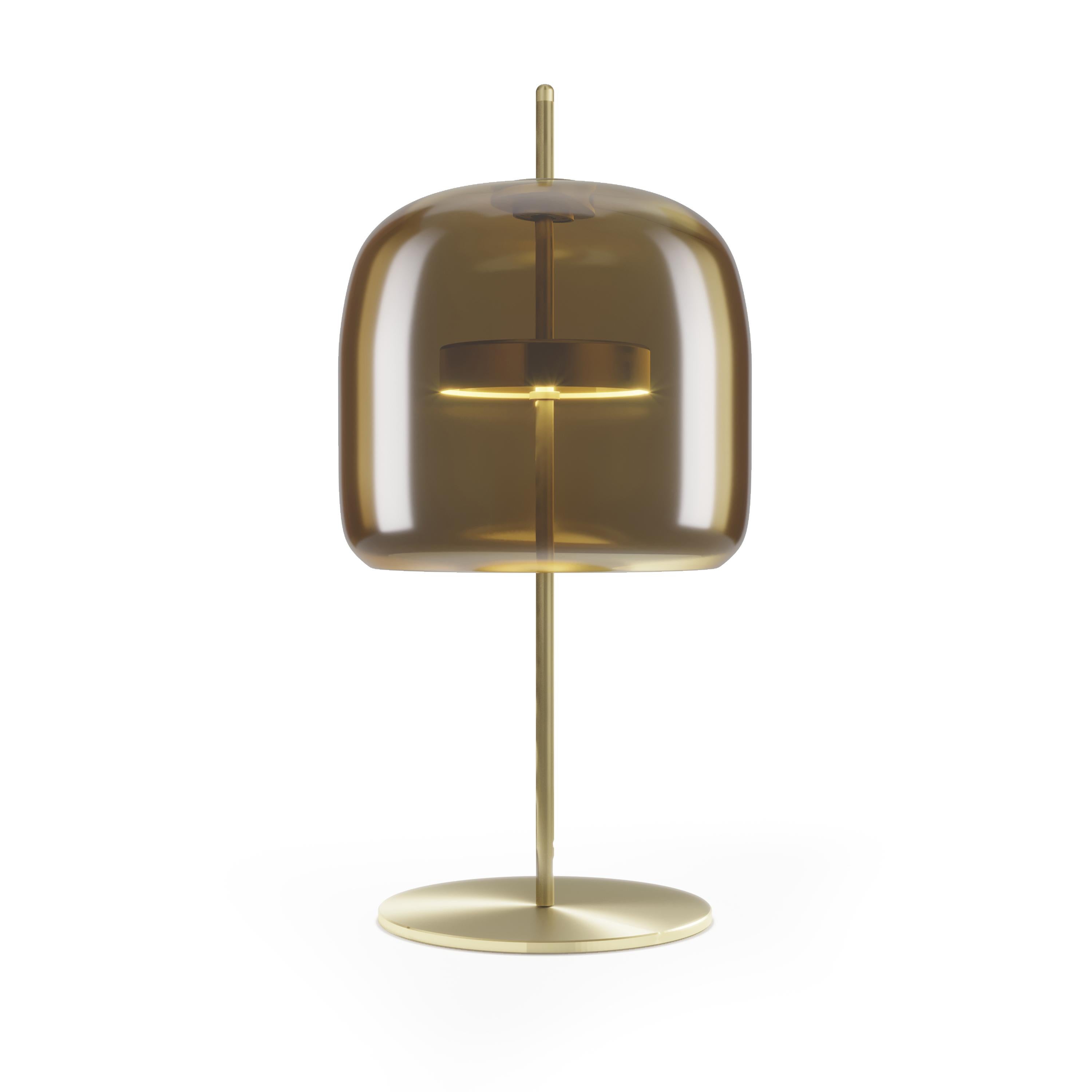 Modern Vistosi Jube Table Lamp in Burned Earth Transparent Glass And Matt Gold Finish For Sale
