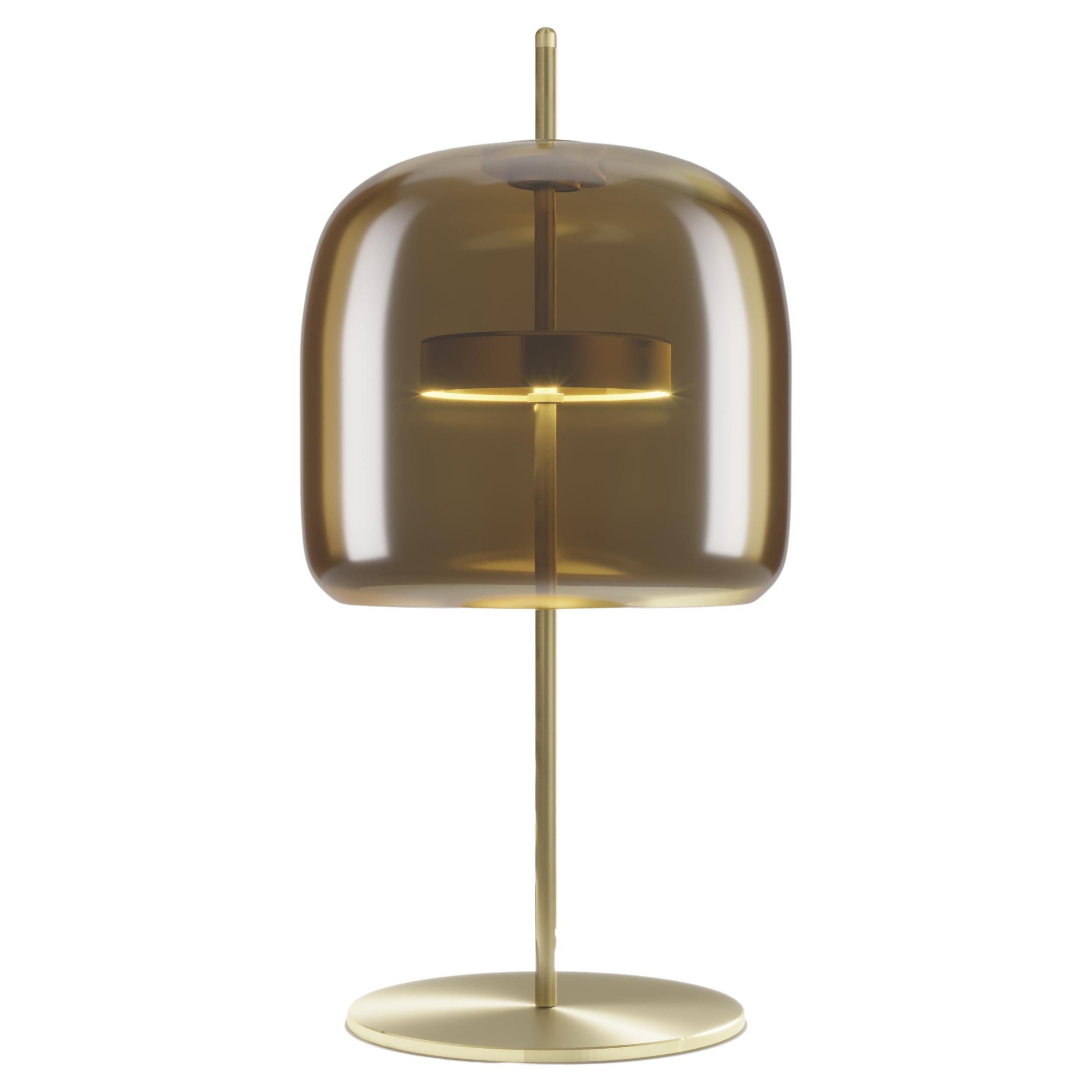 Vistosi Jube Table Lamp in Burned Earth Transparent Glass And Matt Gold Finish