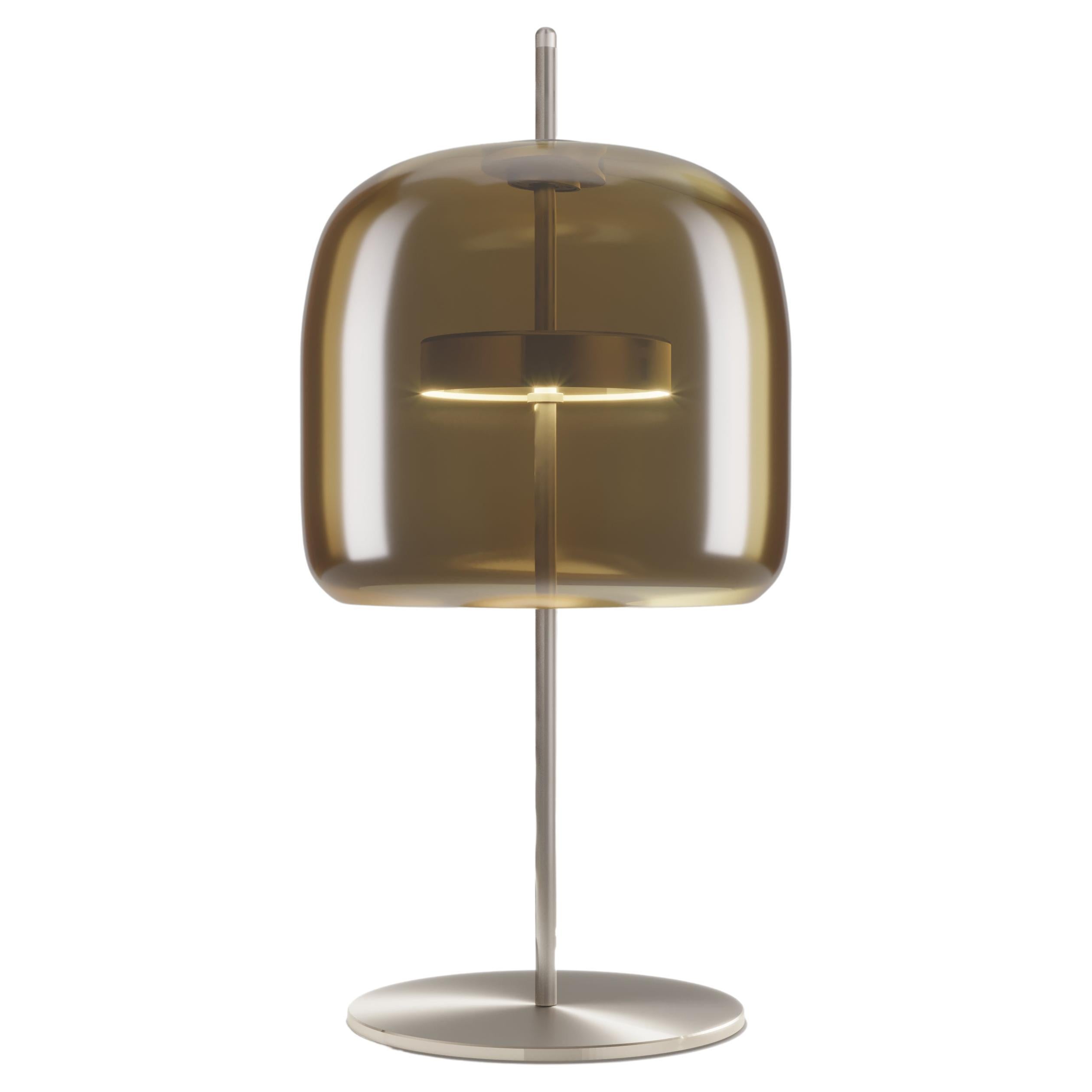 Vistosi Jube Table Lamp in Burned Earth Transparent Glass And Matt Steel Finish For Sale
