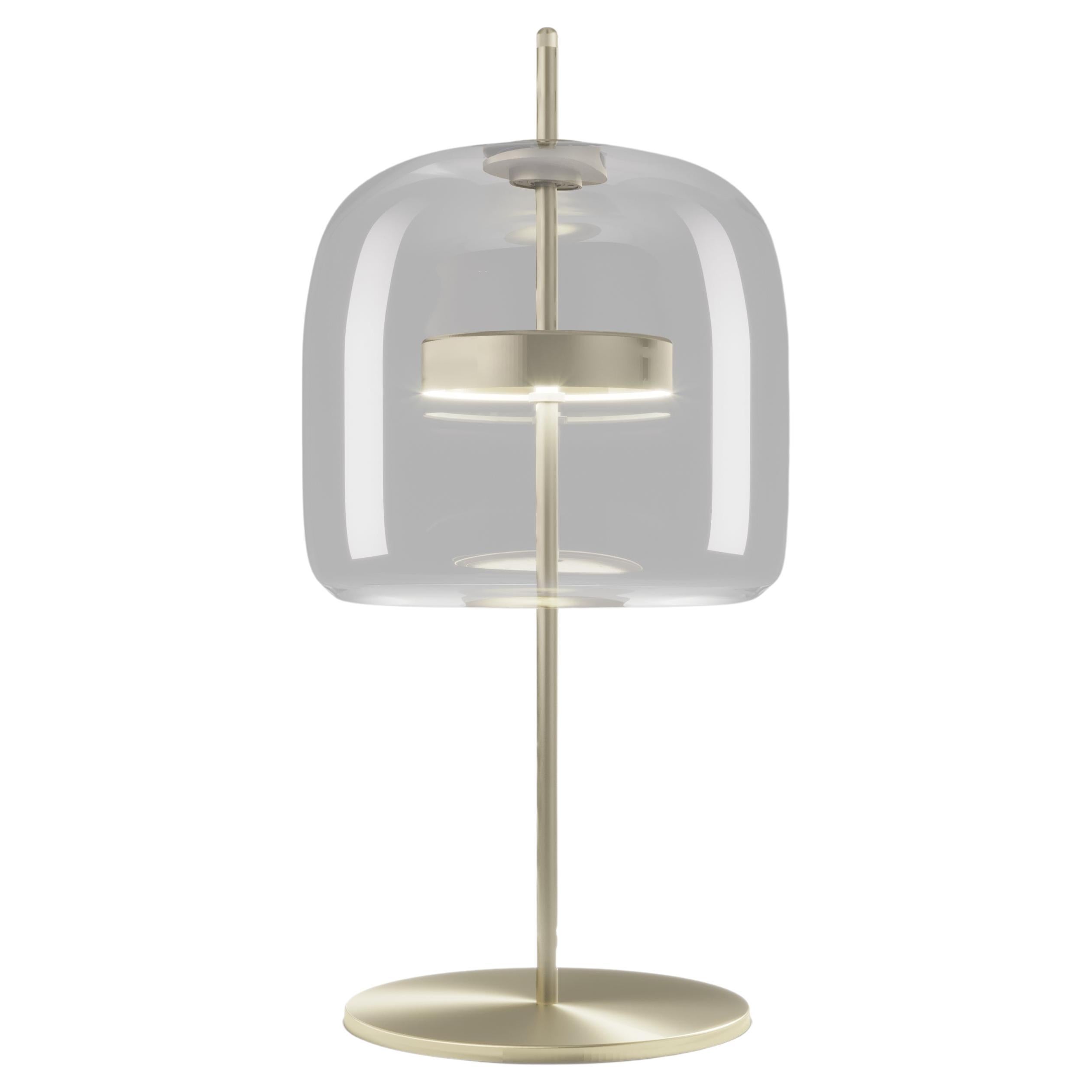 Lampada da tavolo Vistosi Jube in vetro trasparente e finitura oro opaco