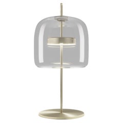 Vistosi Jube Table Lamp P in Crystal Transparent with Matt Gold Finish