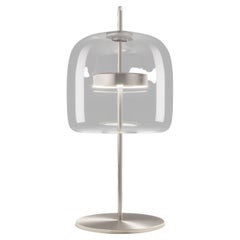 Vistosi Jube Table Lamp P in Crystal Transparent with Matt Steel Finish