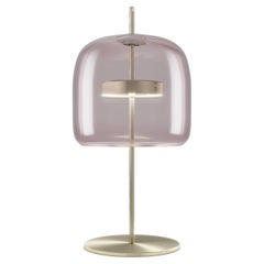 Vistosi Jube Table Lamp P in Light Amethyst Transparent with Matt Gold Finish