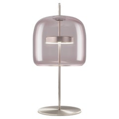 Lampada da tavolo Vistosi Jube in vetro trasparente ametista e finitura in acciaio opaco