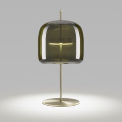 Vistosi Jube Table Lamp in Old Green Transparent Glass And Matt Gold Finish