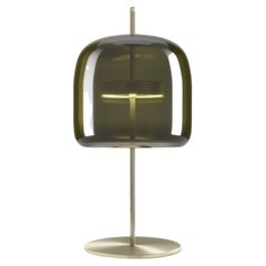 Vistosi-Krüge-Tischlampe aus altem grünem, durchsichtigem Glas und mattem Gold