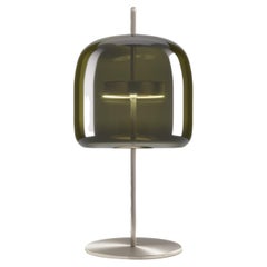 Vistosi Jube Table Lamp P in Old Green Transparent with Matt Steel Finish