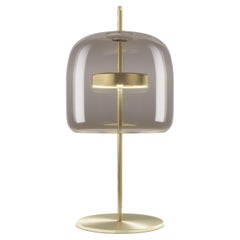 Vistosi Jube Table Lamp P in Smoky Transparent with Matt Gold Finish