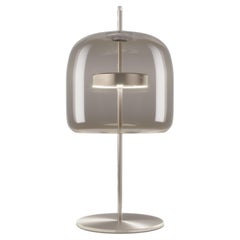 Vistosi Jube Table Lamp P in Smoky Transparent with Matt Steel Finish