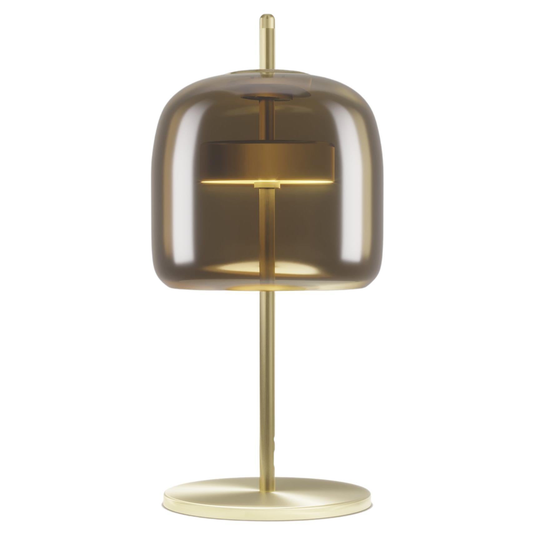 Vistosi Jube Table Lamp in Burned Earth Transparent Glass And Matt Gold Finish