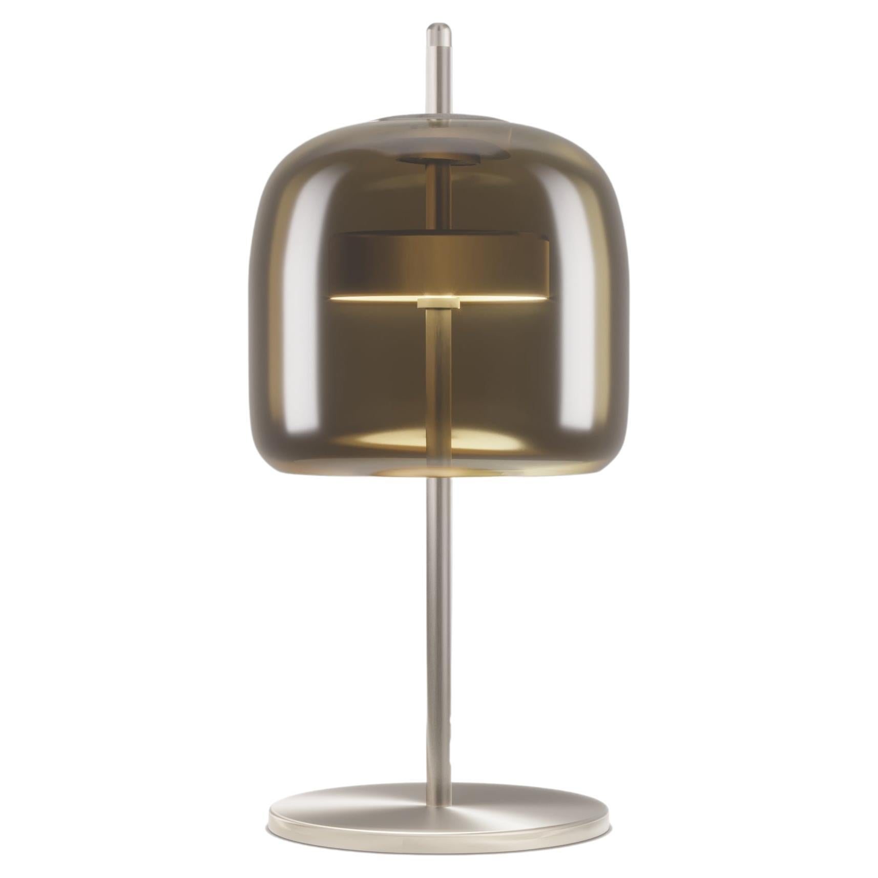 Vistosi Jube Table Lamp in Burned Earth Transparent Glass And Matt Steel Finish For Sale