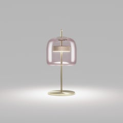 Vistosi Jube Table Lamp in Light Amethyst Transparent Glass And Matt Gold Finish
