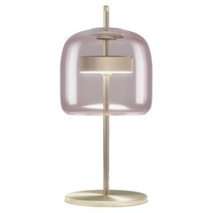 Vistosi Jube Table Lamp in Light Amethyst Transparent Glass And Matt Gold Finish